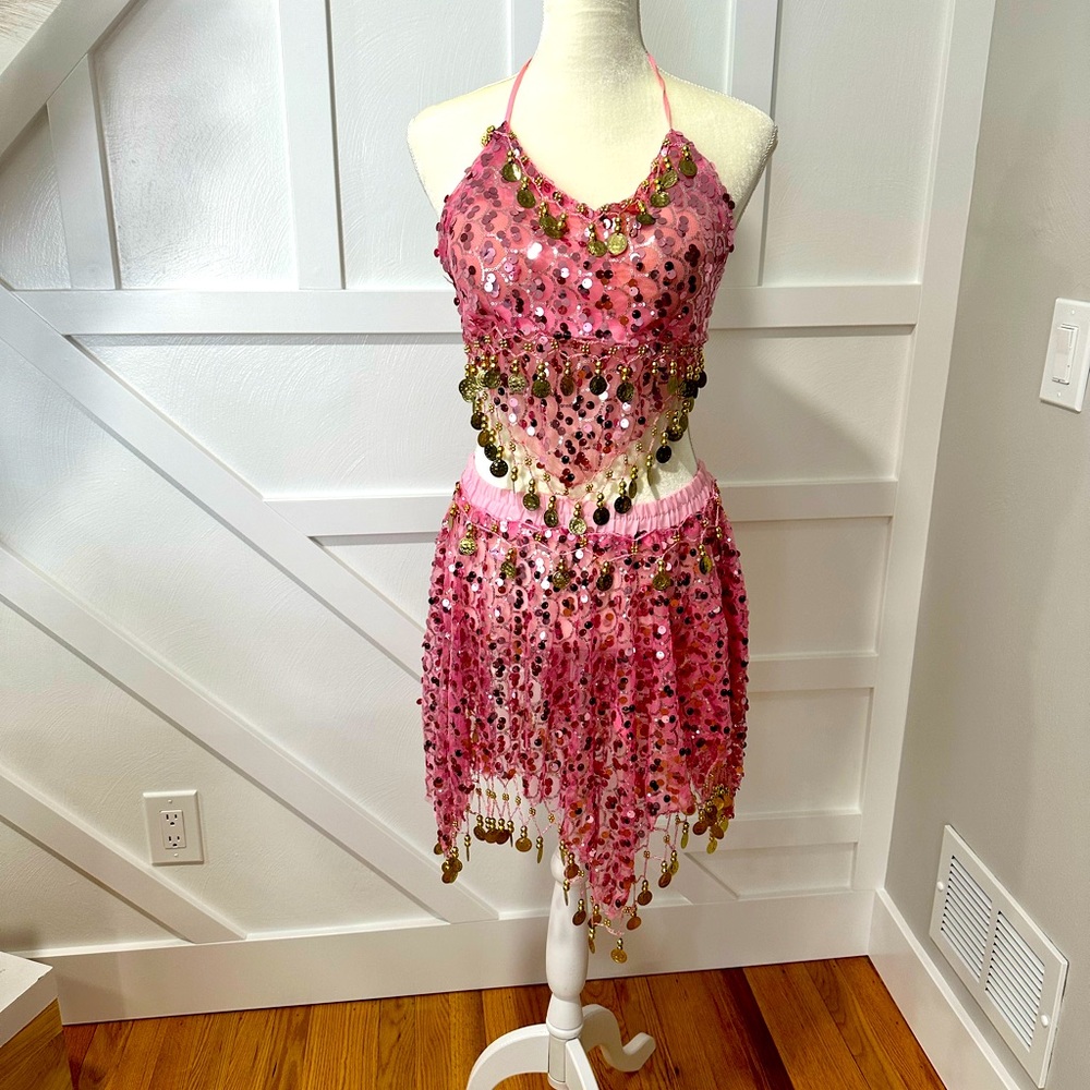 Pink sparkly festival outfit